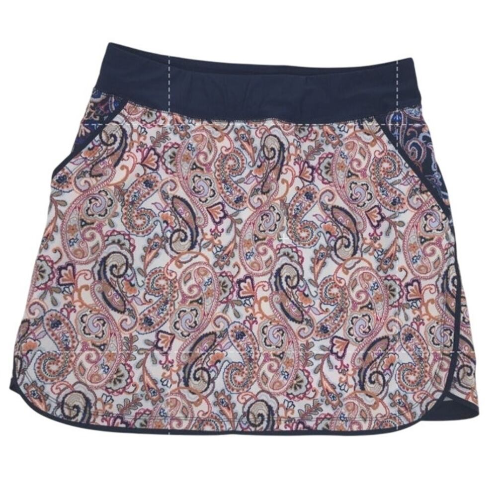 Lands' End Swim Skort Paisley Navy Trim Womens 8